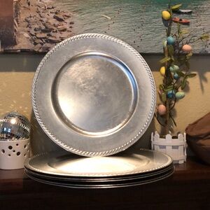 Silver Decorative Charger Plate - Neutral Silver Finish set of 6